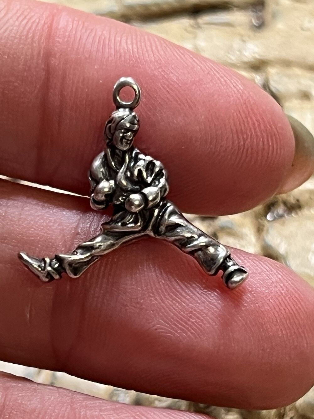 Karate Taekwondo Kickbox Martial Arts 3D 925 Solid Sterling Silver Charm Kick
